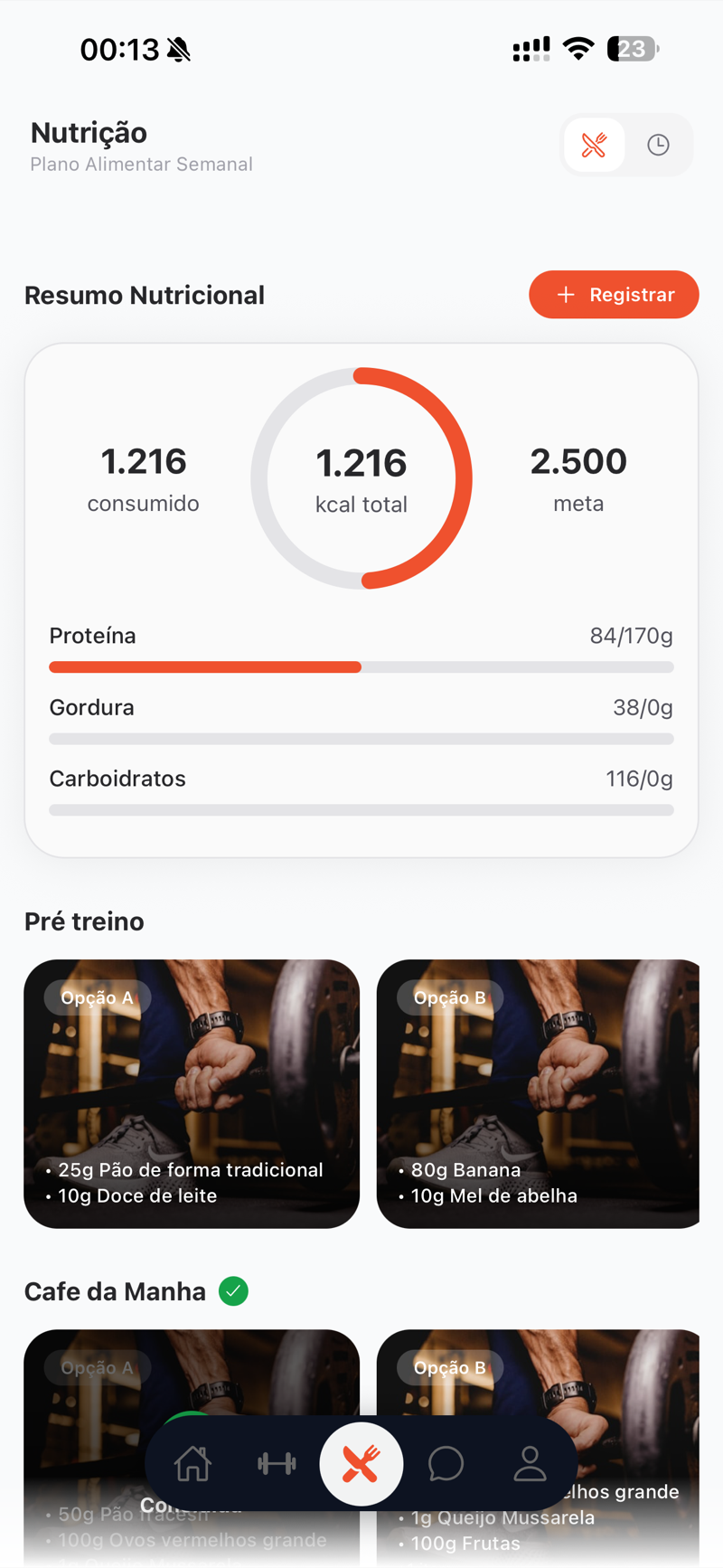 App: dieta e macros