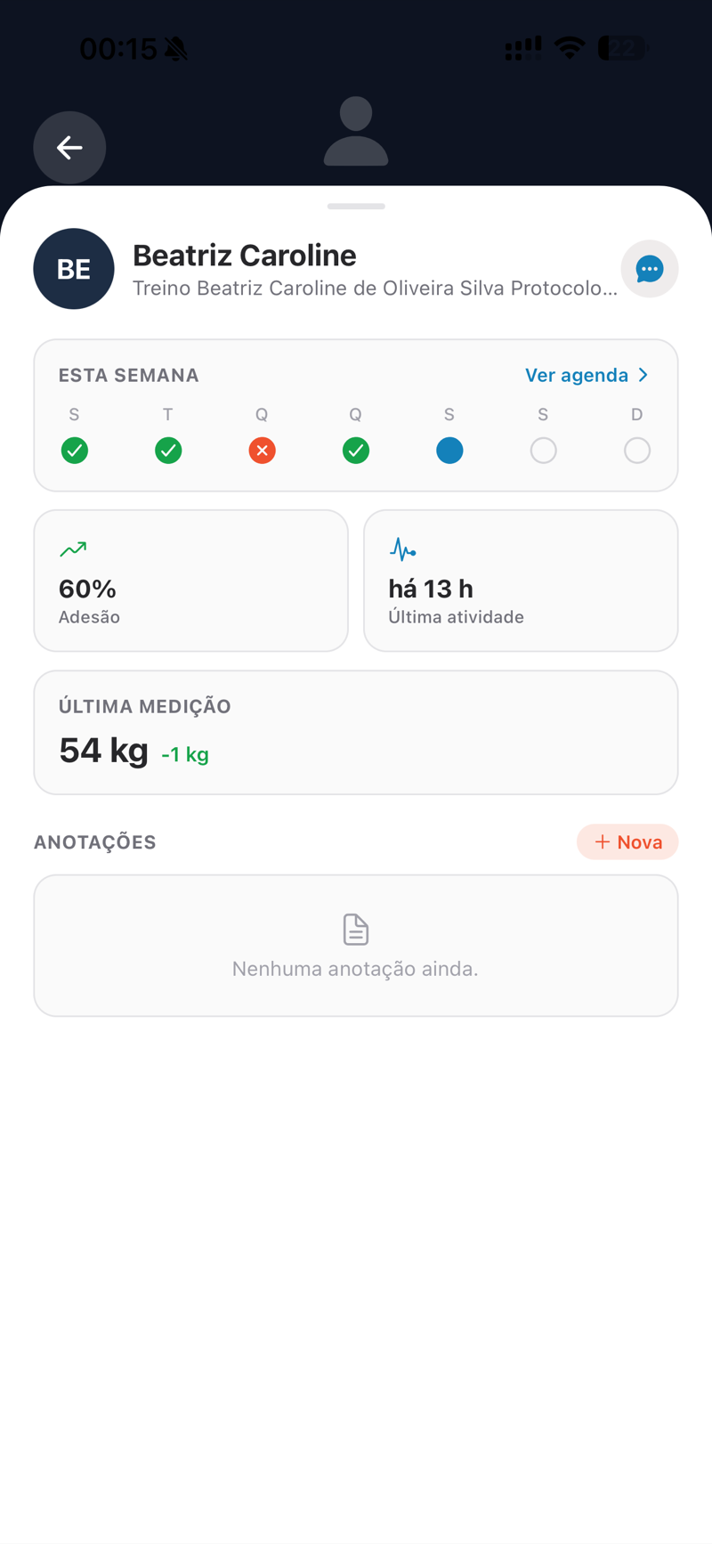 App do profissional: perfil do aluno